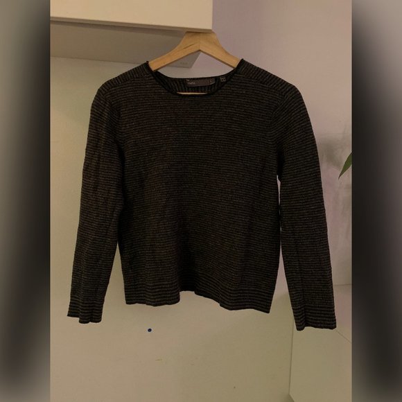 Vince Black and Dark Grey Striped Sweater - Picture 1 of 6